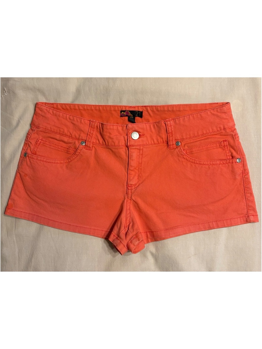 Forever 21 Coral Orange Denim Shorts